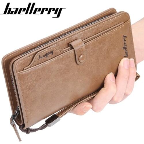 Baellerry Mens PU Leather Long Zipper Wallets ID Credit Card Holder Clutch Purse High Quality Luxury Wallet masculina carteras