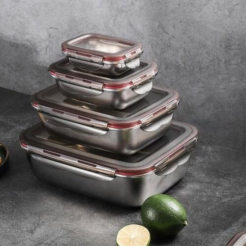 Stainless Steel Lunch Box Sealed Food Fresh-Keeping Boxes Office Bento Container Lunch Container
