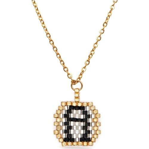 Go2Boho Miyuki Pendant Necklace Stainless Steel Chain Necklaces Name Initials Jewellry 26 Alphabet Women Collar Gift For Her