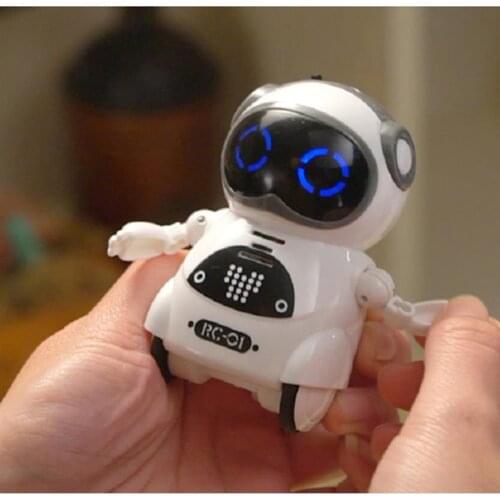 1pcs Intelligent Mini Pocket Robot Walk Music Dance Toy Light Voice Recognition Conversation Repeat Smart Interactive Kids Gift