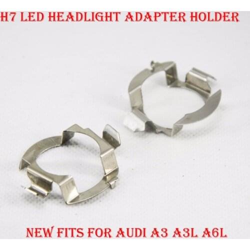 2PCS H7 LED Headlight Conversion Kit Bulbs Lamps Holder Adapter Metal Base Retainer Socket Clip Converter For Audi A3 A3L A6L
