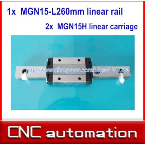 Linear guide MGN15 L= 260mm rail + 2pcs MGN15H CNC block