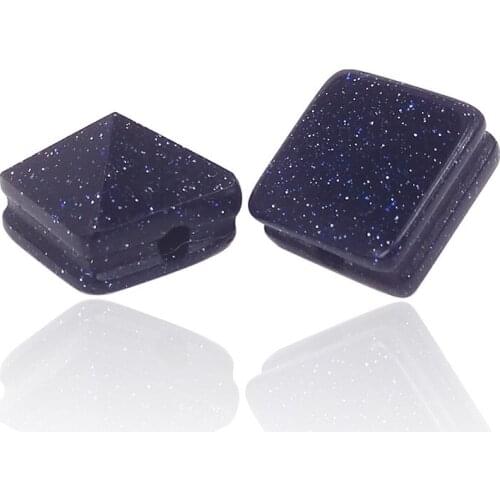 Natural Stone Square Pyramid CAB Cabochons Blue Sand Stone Beads For Brand Bracelet DIY Fashion Jewelry Semi-Precious Beads 10mm