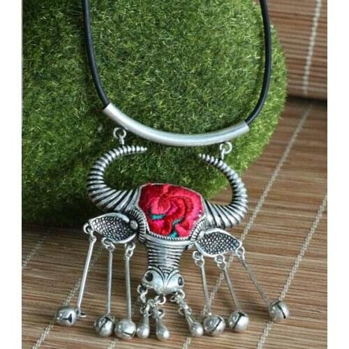 Miao silver embroidered necklace jewelry pendant random old embroidery