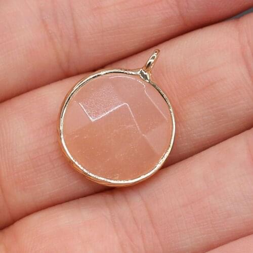 Natural Stone Pendants Faceted Oblate Semi-precious Stone Edging Pendant for DIY Jewelry Making Good Quality Size15x20 mm