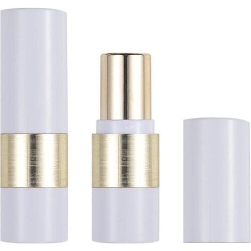 White Gold Empty 12.1mm Lipstick Tube High Quality Cosmetic Pckaging Filling Bottle Round Plastic Lip Balm Container30/50/100pcs