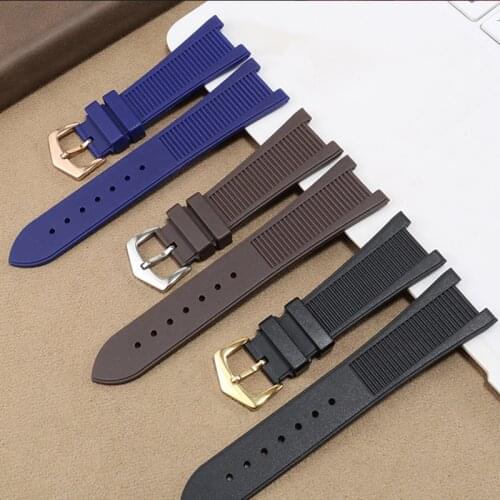High quality 25mm Rubber Silicone watch strap for Patek PP 5711 / 5712G Nautilus wristband men women dedicated notch bracelet
