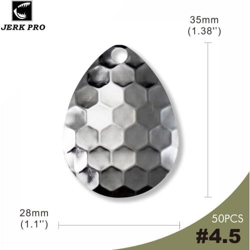 JERK PRO 50PCS Size 4.5 Nickel Steel Colorado Spinner Blades Hex Pattern Fishing Lure Components Anglers Tackle Craft