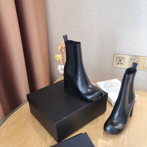 2021 Newest Winter Shoes Woman Concise Genuine Leather Mid-Calf Boots Woman Round-Toes Super High Heels Boots Woman Botas Mujer