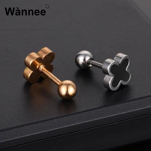 Dropshipping Western Hot Stainless Steel Lucky Clover Stud Earrings For Trendy Women