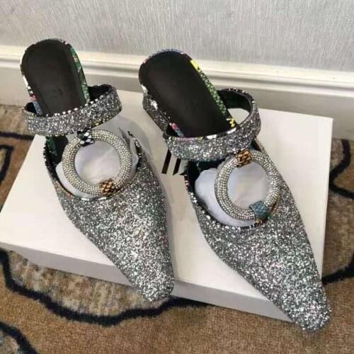 Med Heels Slippers Women Bling Slides Outside Mules Shoes Women Cozy Loafers Sandalias Mujer 2020 Ladise Shoes Chanclas Mujer