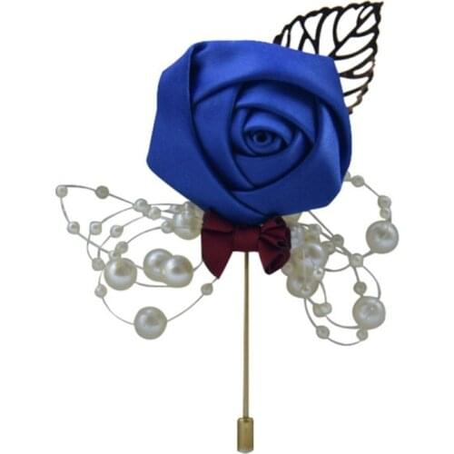 YO CHO Corsage Fashion Luxury Boutonniere for Men Artificial Fake Silk Flowers Handmade Groomsmen Wedding Festival Party Decor