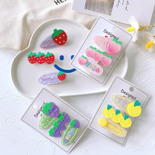 3 PCS New Sweet Fruit Girls Cute Hairpins Children Hair Accessories Princess Headwear Women Hair Clips Claws