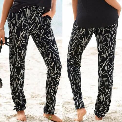 2021 Women High Waist Pants Printing Easy Trousers Long Pants Boho Beach Pockets Pants Daily High Quality Travel Брюки Женские