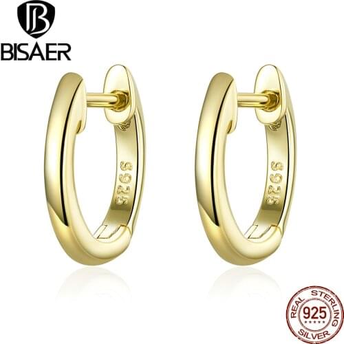 Simple Earrings BISAER Hot Sale 925 Sterling Silver Simple Round Women Stud Earrings for Women Wedding Jewelry ECE808