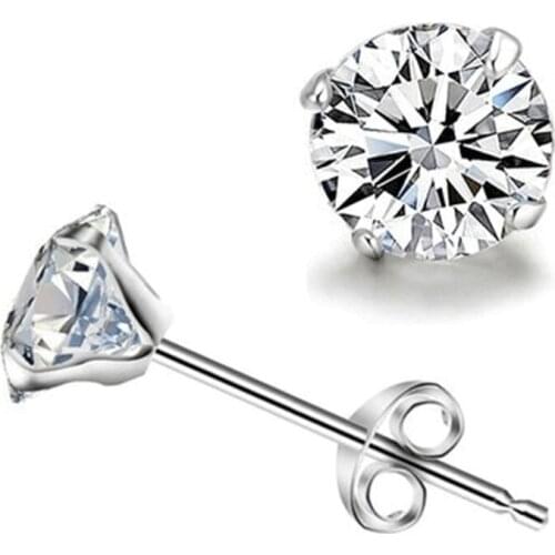 Brand New Fashion Real 925 Sterling Silver Women Stud Earrings Wedding Jewelry White Zircon Earrings For Women Gift