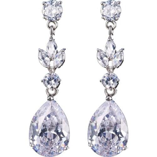 Bettyue Brand Fashion Luxury AAA White Cubic Zircon Three Colors Plant Jewelry Earrings For Woman Elegance Wedding Party Gift