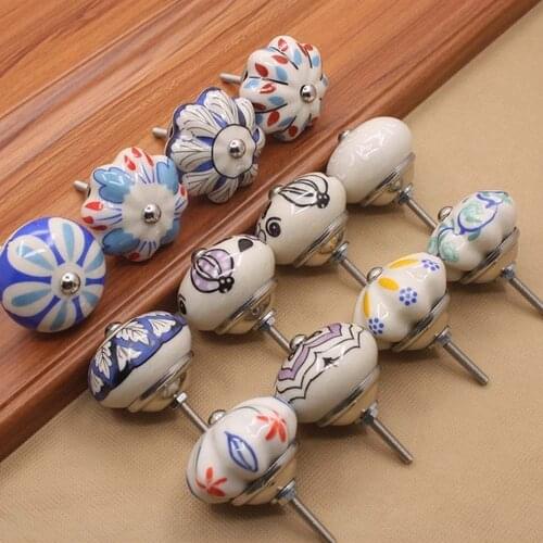 1 Pcs Vintage Pumpkin Design Cabinet Knobs European Furniture Handles Ceramic Door Drawer Kitchen Cupboard Pull