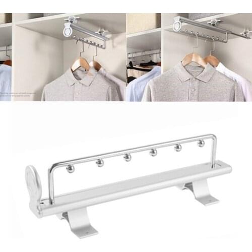 260mm-460mm Aluminum Alloy Retractable Hanger Wardrobe Top Clothes Rail Cloakroom Storage Organize Furniture Hardware
