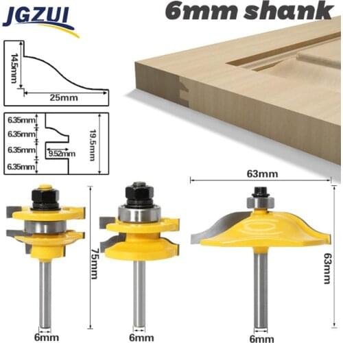6mm Shank Rail & Stile Router Bits-Matched Standard Ogee Door Cutters Woodworking Tool Tenon Cutter for Wood Woodwork Tools