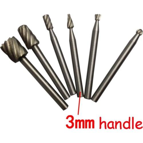 6pcs/set Coarse-tooth Single-cut Rotary Files 3mm Handle Carbide Woodworking Tools DIY Grinding Engraving Cutter
