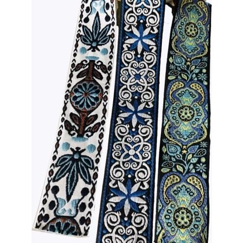 6yards/lot wide 5cm Woven Jacquard Ribbon Trims flowers design for clothing straps accessory LS-777