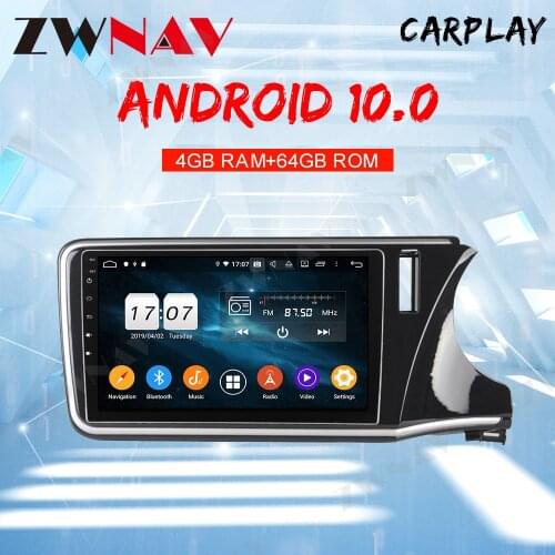 ZWNAV Android10.0 Car No DVD Player GPS Map Navigation For Honda City Head Head Unit Multimedia Player Auto Radio 2014-2019