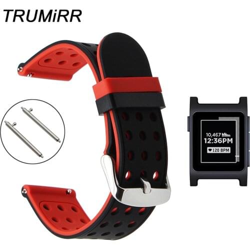 Quick Release Silicone Rubber Watchband for Pebble 2 / 2 SE Smart Watch Band Sports Strap Wrist Belt Bracelet Black Red White