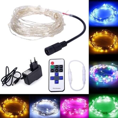1sets LED String Lights 10M Outdoor Christmas Fairy Lights Warm White Silver Wire LED Starry Lights DC 12V Wedding Decoration