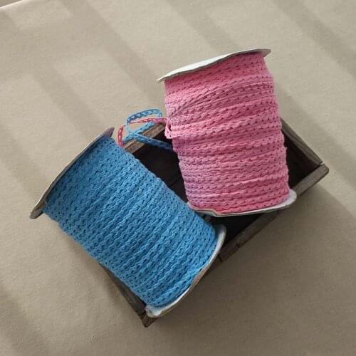 10Meters/lot Dark Pink/Sky Blue Cotton Thread Waved Small Wide Lace Trims Sock/ Bag/ Girl Bow-knot Material X655