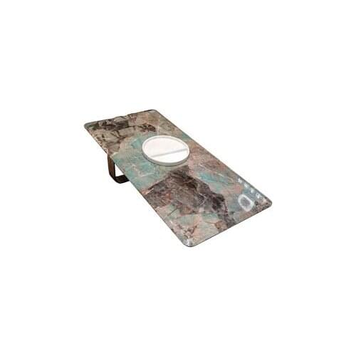 Italian light luxury long tea table luxury stone plate teapoy metal simple base sofa side table fashion end table