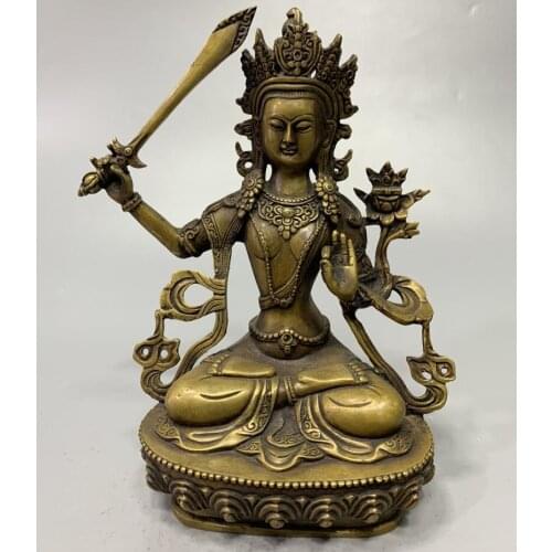 China brass archaize Manjusri Bodhisattva crafts statue
