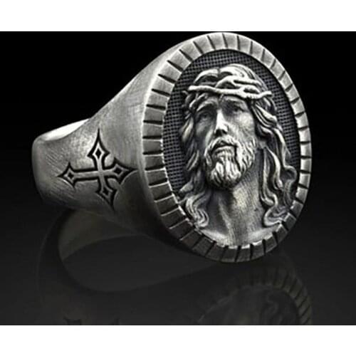 Vintage Retro Silver Color Cross Finger Metal Ring For Men Women Prayer Christian Jesus Band Biker Rock Wedding Jewelry