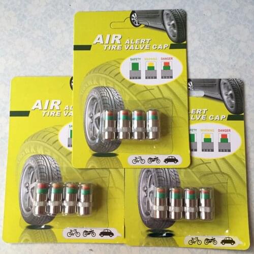 Valve Stem Caps for Car/Anti-Theft Tire Pressure Monitor Sensor Indicator with Solid Brass Hardware 3 Color Eye Alert