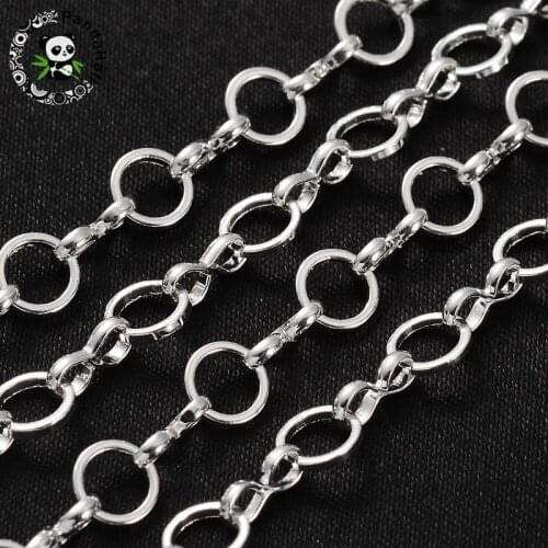 Brass Handmade Chains Mother-son Chains Silver Color Mother Link: 6mm in diameter, 1mm thick; Son Link: 1mm wide 5.5mm long