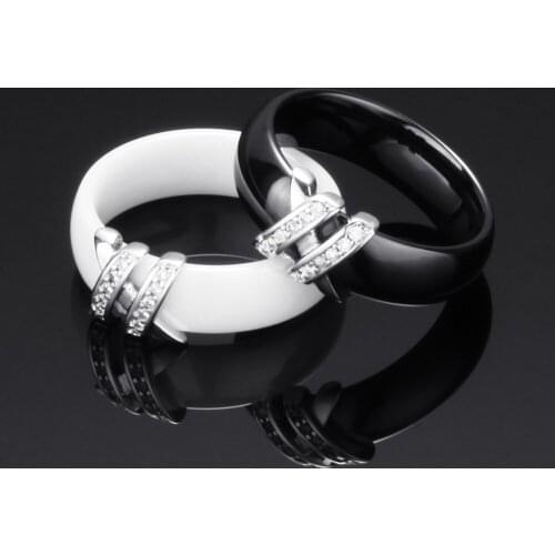 Hot Selling Accessories Ring Hot Selling Creative Hot Selling Ceramic Ring Black And White Double X Diamond Set Ring