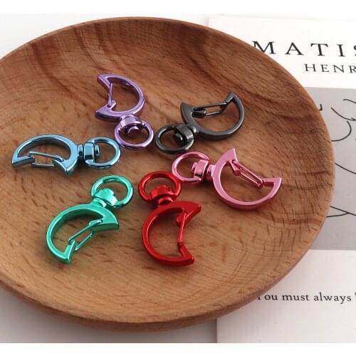 Moon shape Swive Alloy Snap Clasp Charm Keychain Keyring Swivel Clasp Ring keychain DIY Accessories Handmade findings 10pcs