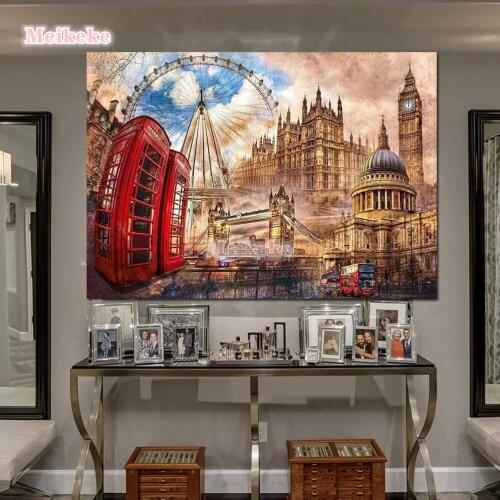 Diy 5D London Clock Tower City Building Full Diamond Painting cross stitch kits art Scenic 3D paint by diamonds mosaic gift