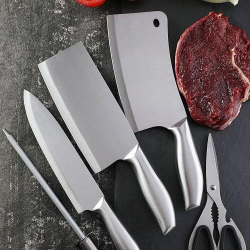 Stainless Steel Kitchen Knives Set Tools Kitchen Knife Scissors Knife Sharpener Chef Slicer Nakiri Paring Chopping Knife Holder