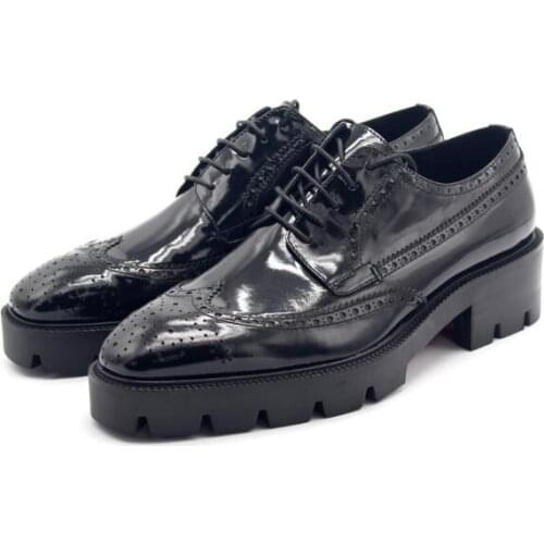 New carved lace up formal wedding shoes handmade men shoes black Derby party shoes for men genuine leather fashion brogur shoes