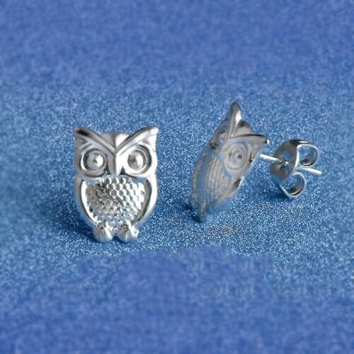 New Cute Owl Shape 925 Sterling Silver Jewelry Shiny Stud Earrings For Women Female Hot Selling Jewelry Wholesale