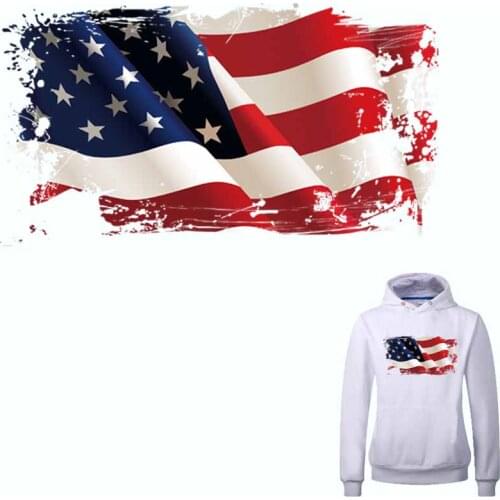 Two Size In Stock American Flag Patches A-level Washable Heat Transfer Iron On Patches DIY Accessory Decoration Print On Clothes