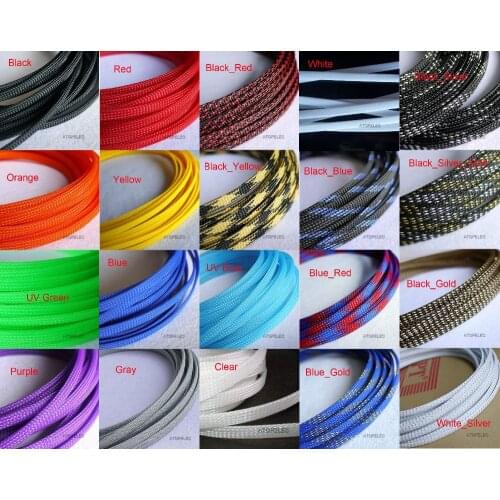 2M 6mm Wide 1/4" TIGHT Braided PET Expandable Sleeving Cable Wire Sheath Black/Red/Orange/Yellow/Green/Blue/Gray/White/Clear