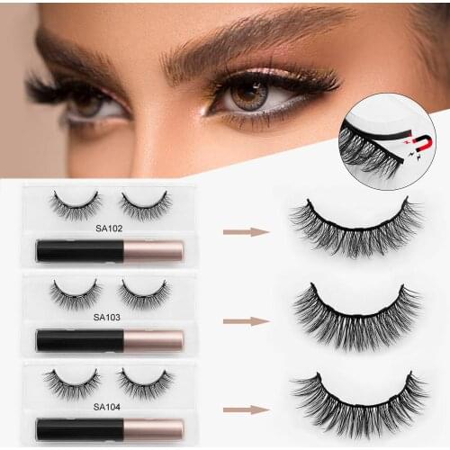 ISEEN 3D Mink Magnetic Eyelashes Waterproof Lasting Magnetic Eyeliner Magnet Mink Eyelashes Makeup Extension False Eyelashes