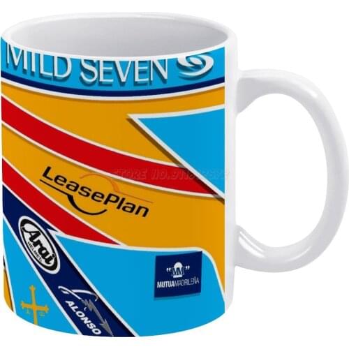 Fernando Alonso 2006 Helmet. White Mug New Good Quality Print Mug 11 Oz Coffee Cup Fernando Alonso F1 F1 26 Nano Alonso Motorsp