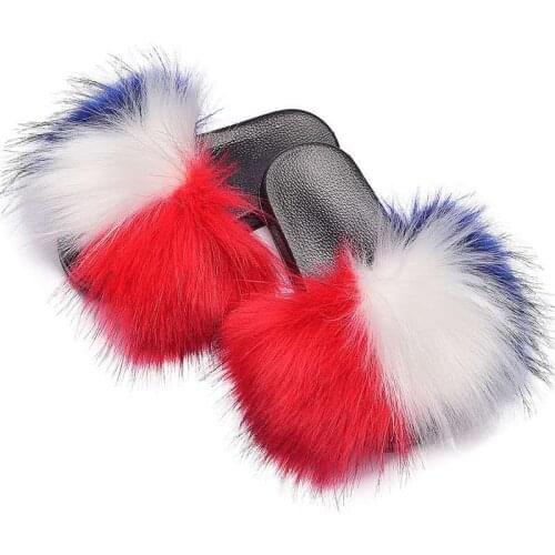 Wholesale Luxury Children Faux Furry Fur Slide Vendor Indoor Kids Girl Sandals Soft Faux Fur Slippers Open Toe Sandals Slides