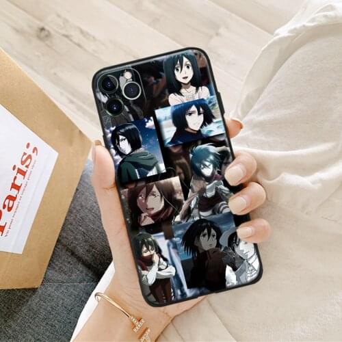 Mikasa Ackerman Attack on Titan Manga silicone Phone Case FOR iPhone Se 6 6s 7 8 Plus X Xr Xs 11 12 Mini Pro Max Glass Cover