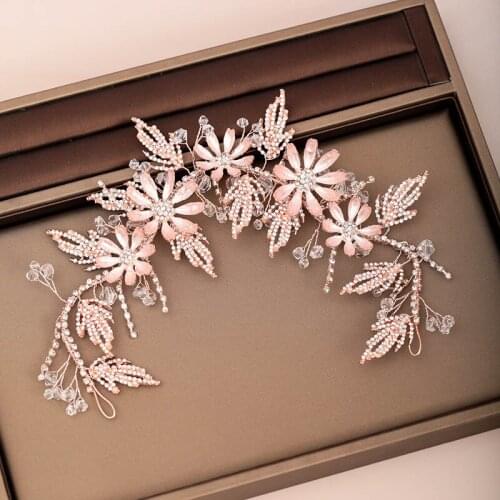 FORSEVEN Delicate Flower Leaf Hair Bands Headband Tiaras and Crowns de Noiva Bride Noiva Wedding Veil Hair Decor Jewlery