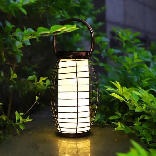 Retro Solar LED Lantern Hollow Outdoor Garden Solar Light Iron Hanging Lamp Lawn Landscape Lights Path Decorative Lamp Lighting