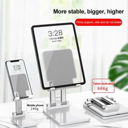 T5/T6 Mobile Phone Stand Desktop Holder Tablet Stand Double Aluminum Tube Weighted Folding Lift Video Live Tablet Stand Metal